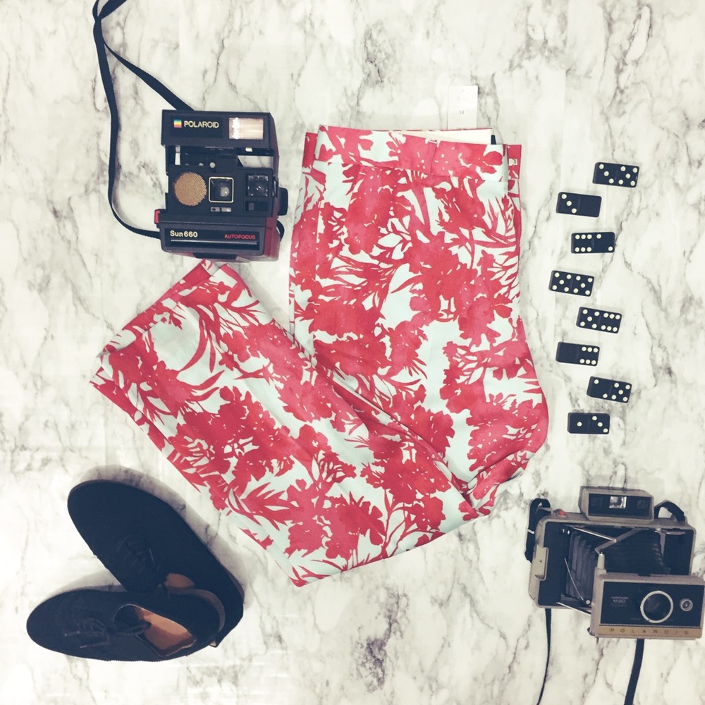 Floral Red and Robins Egg Blue Avery Pants