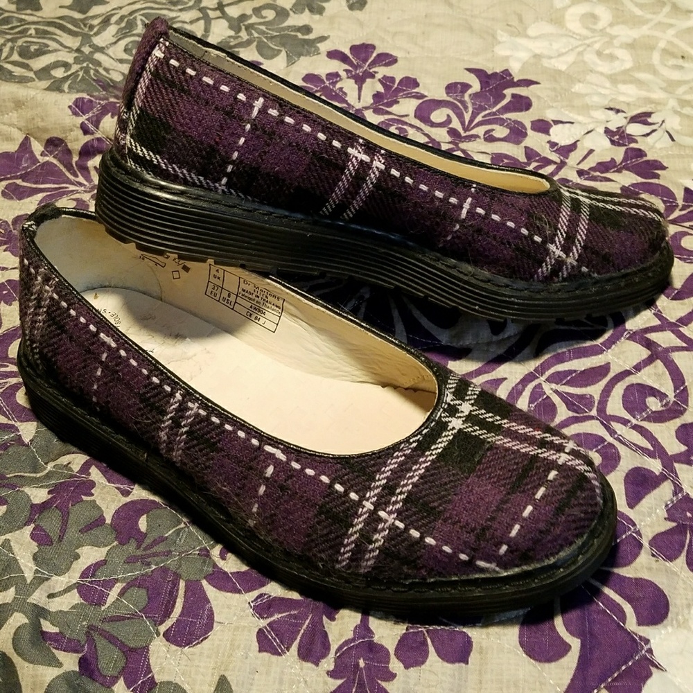 Purple plaid Doc Marten flats