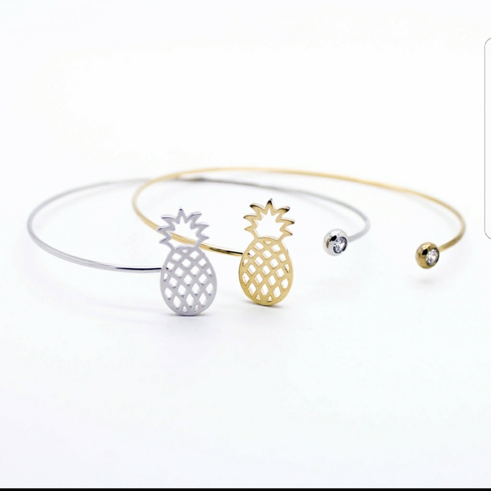 Gold or silver pineapple crystal bangle