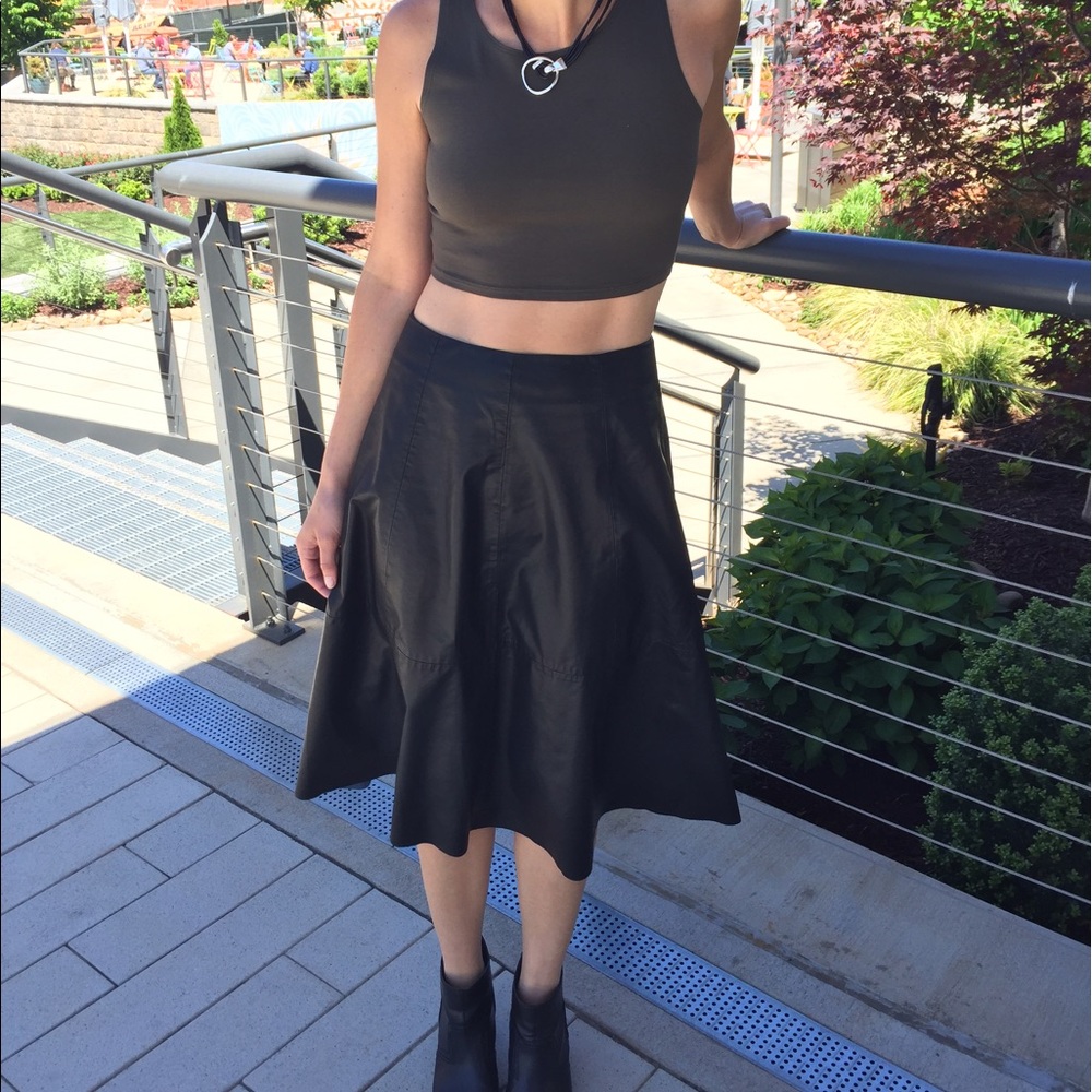 Vegan leather Midi Skirt