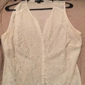 Cream Lace Button up tank