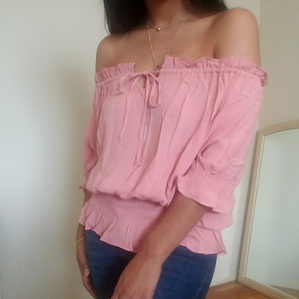 PRETTY IN MAUVE OFF SHOULDER TOP - Picture 4 of 5