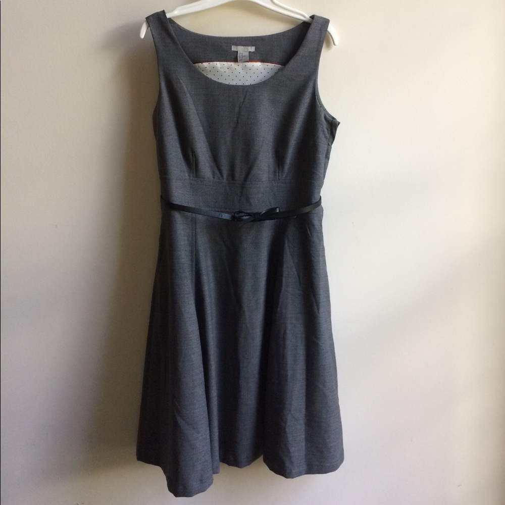 H&M || grey a-line business style dress with belt