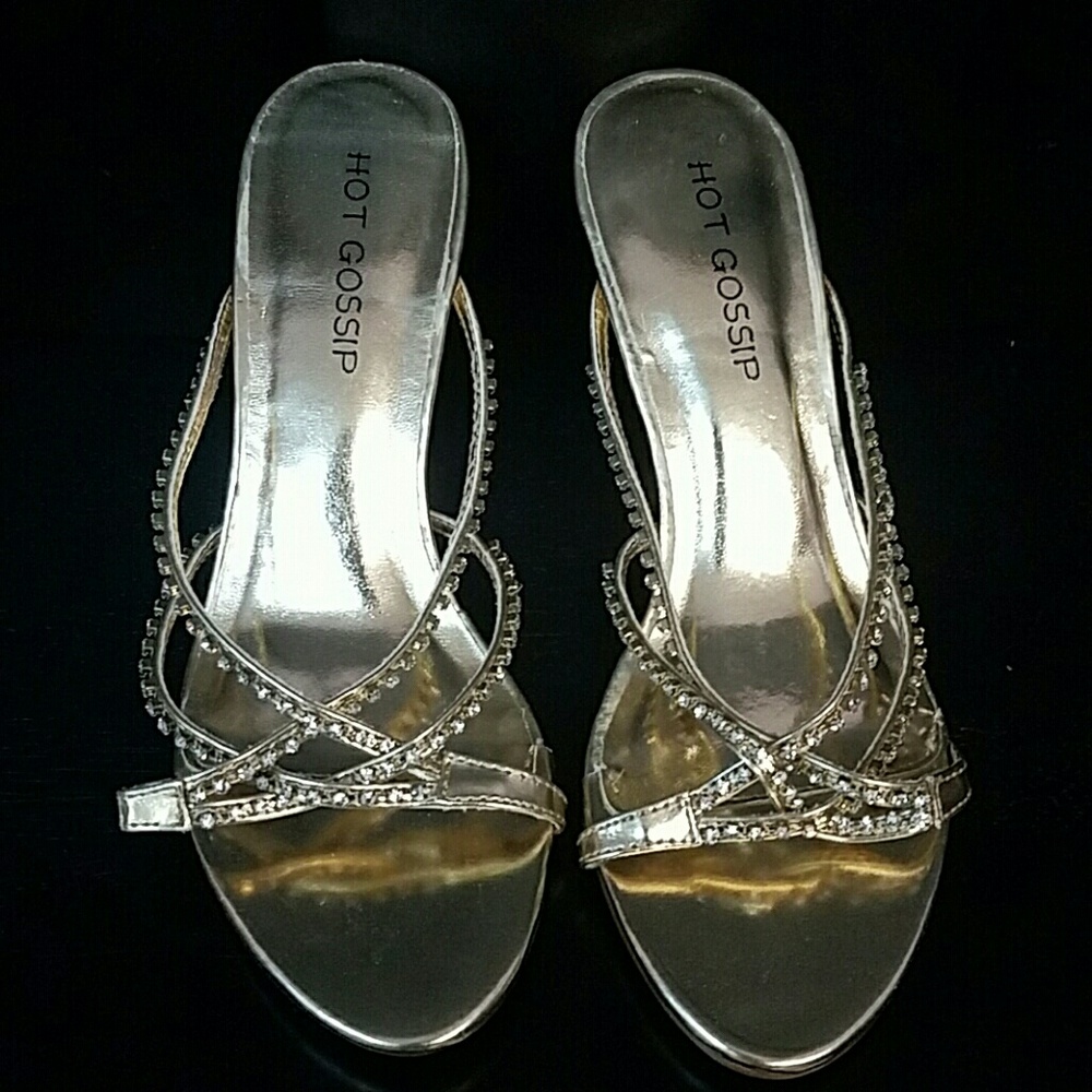 Gold rhinestone heels