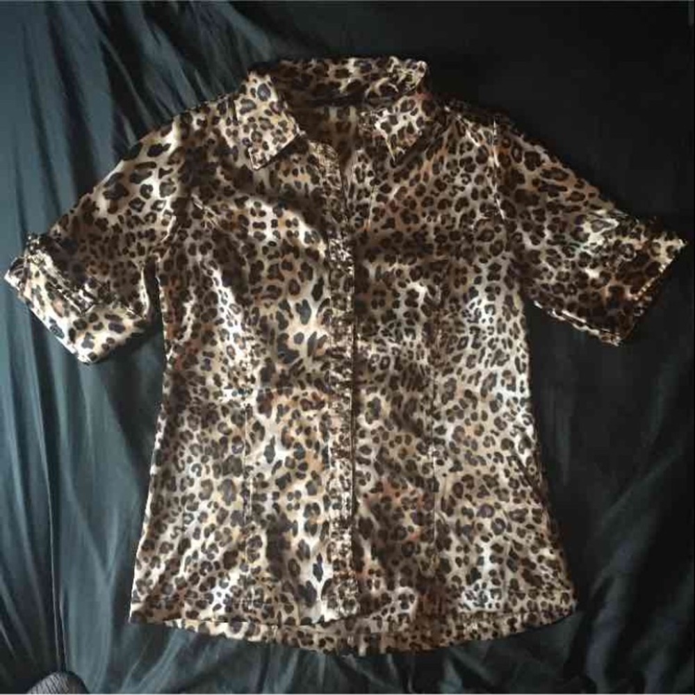 BCBG Shiny Leopard Top