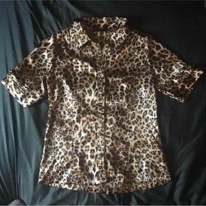 BCBG Shiny Leopard Top