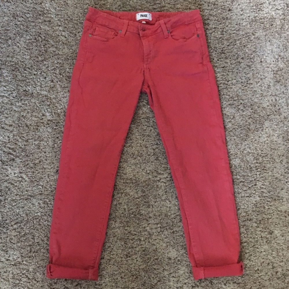 Paige skyline ankle peg. 30. Muted coral / red