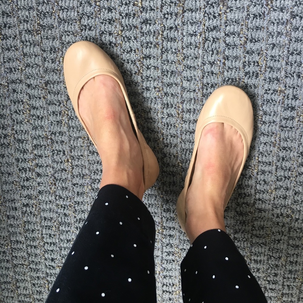 Nude leather flats