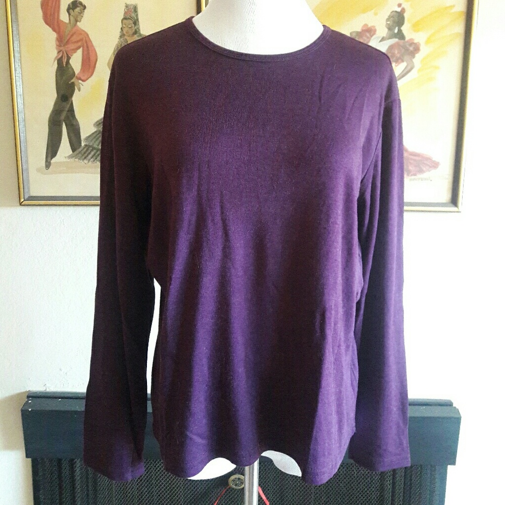 New York & Company Purple Crewneck Long Sleeve Top