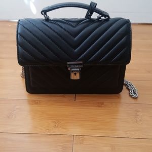 Real Lambskin chevron crossbody bag