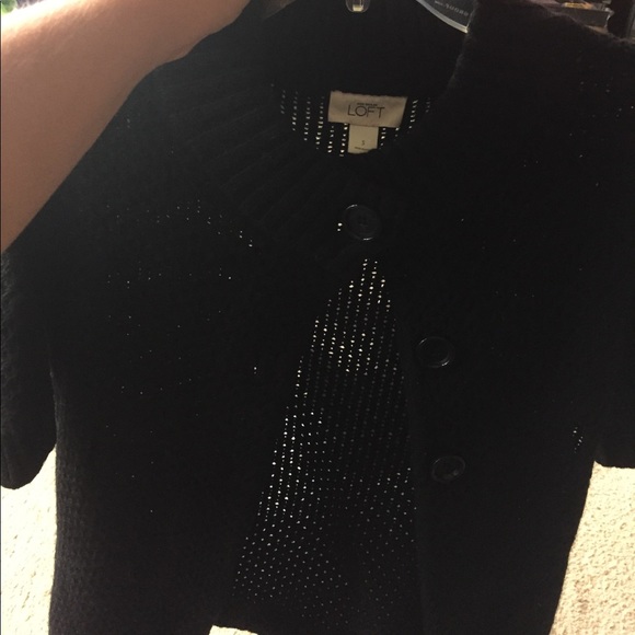 LOFT Sweaters - Short sleeve black sweater with buttons