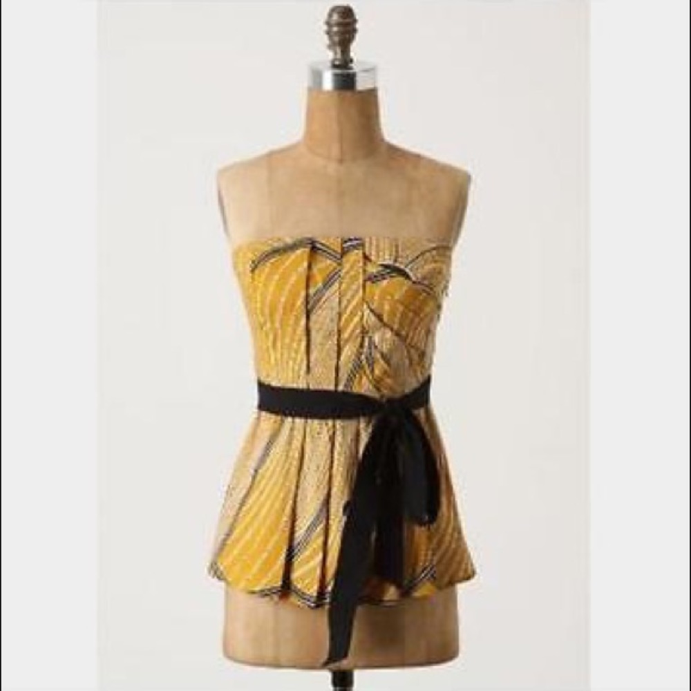 Anthropologie Floreat strapless peplum top