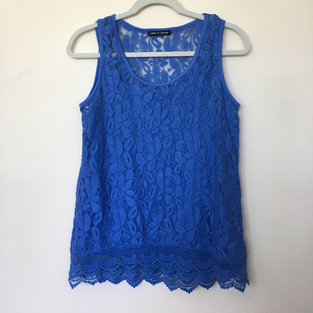 Blue lace tank top
