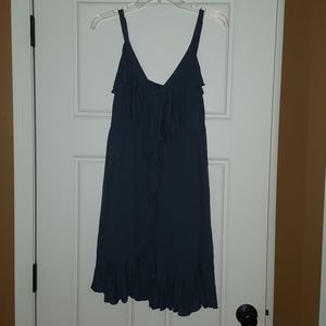 Large NYC&CO Ocean Blue Green Ruffle Dress