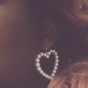 Heart-Shaped Pearl Earrings.