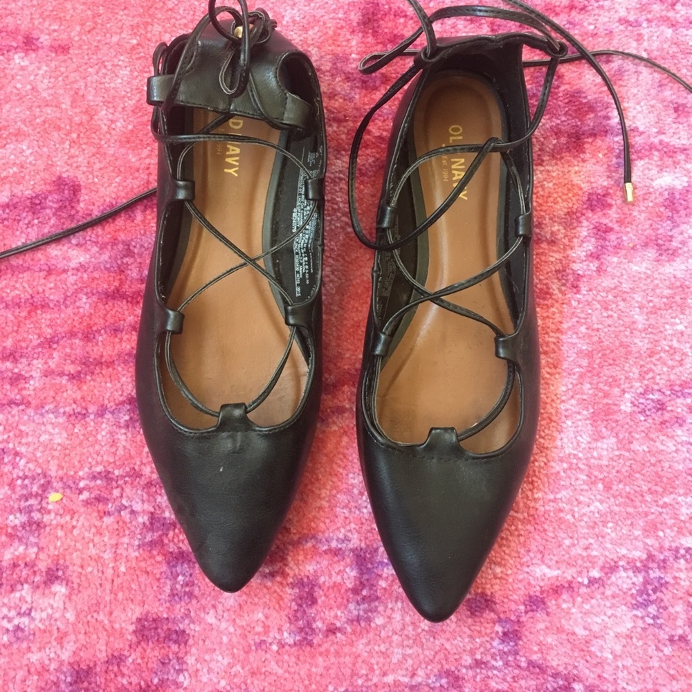 Old Navy Black Lace Up Flate