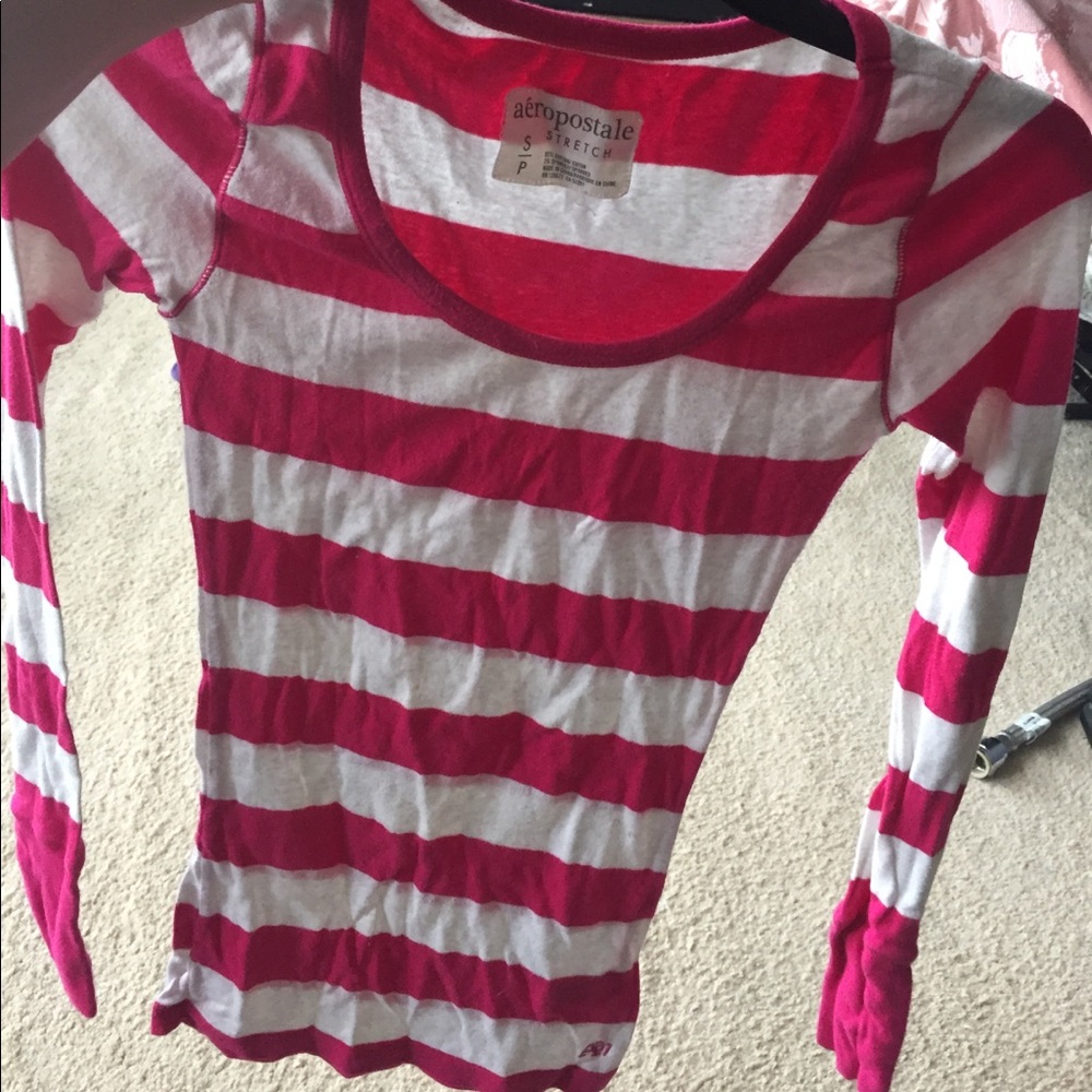 Long sleeve pink and white striped sweater