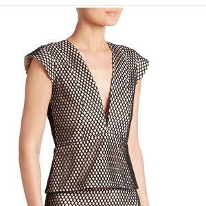 Mason by Michelle Mason mesh deep V top