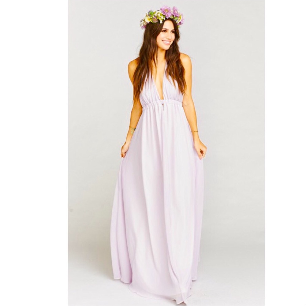 NWOT show me your mumu lavender chiffon Luna maxi