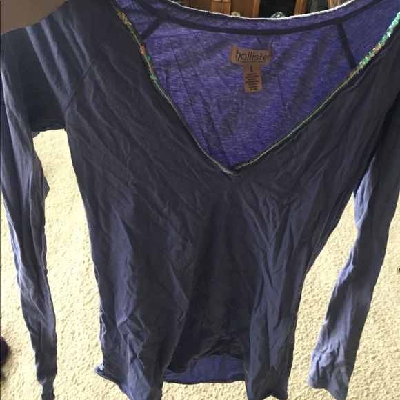 Hollister Tops - Long sleeve shirt with sequin trim around neckline