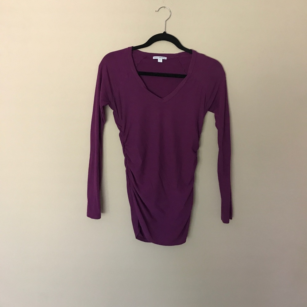 James Peres plum long sleeve blouse