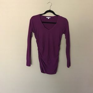 James Peres plum long sleeve blouse