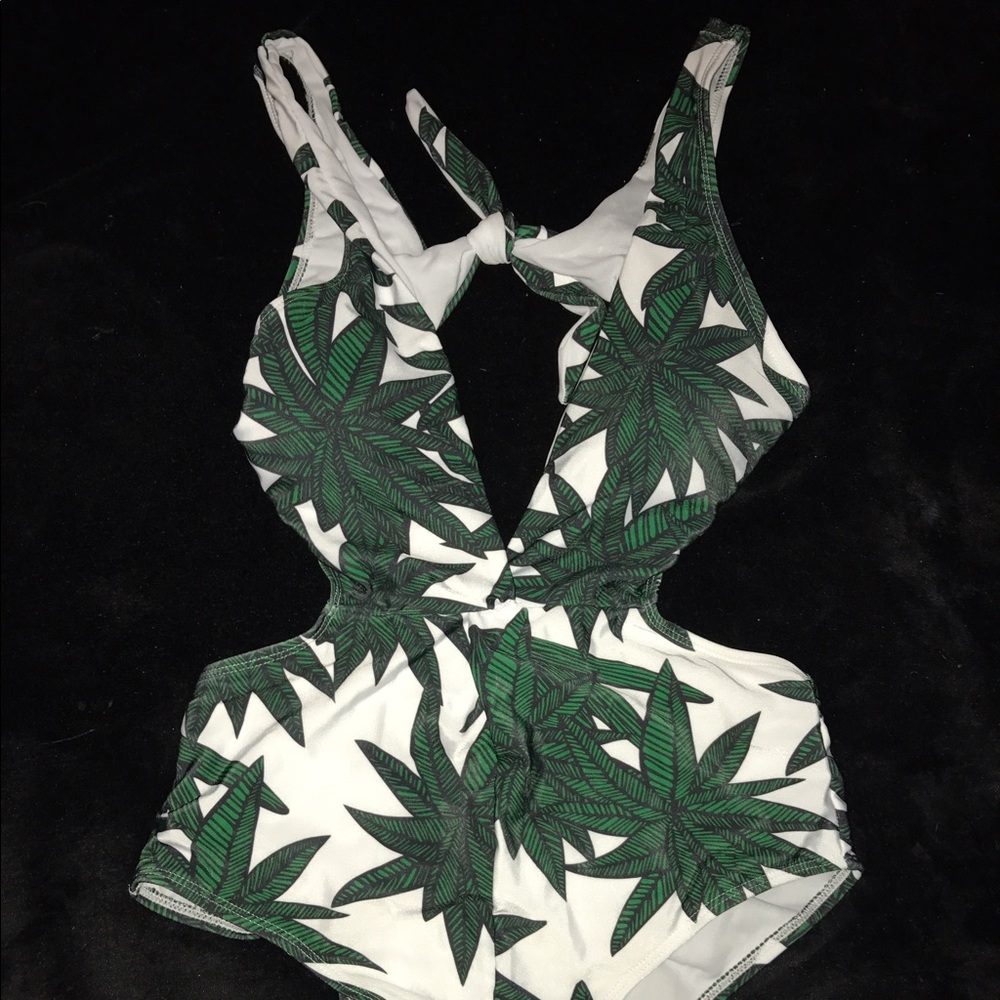 Swimsuit One Piece Herbal Leaf Print