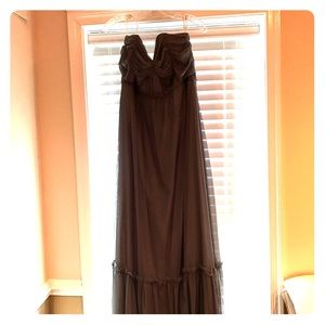 Handmade gray long strapless dress