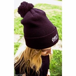 Women's black Obey beanie