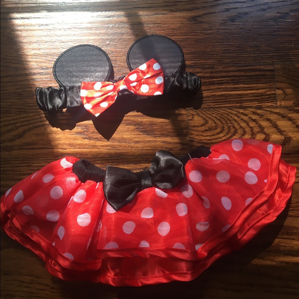 Minnie Mouse diaper cover skirt and headband