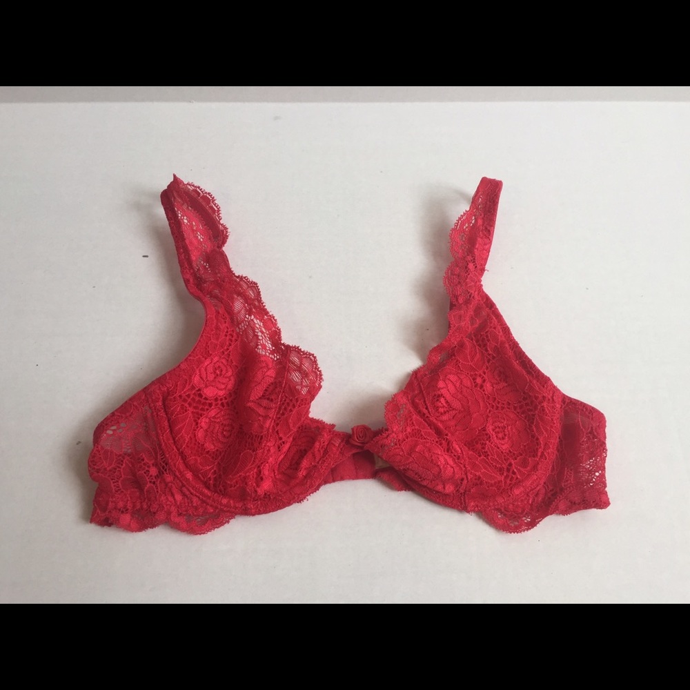 Victoria's Secret Red Lace Underwire Bra 34A