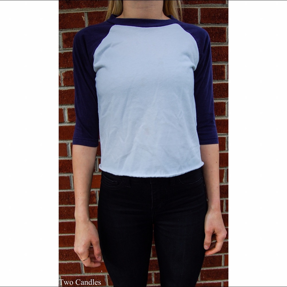 Women's blue and white baseball shirt