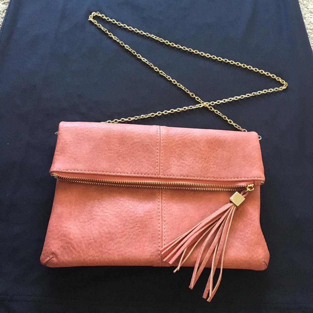 Moda Luxe Melodie rustic salmon flap clutch
