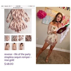 Reverse- life of the party strapless sequin romper