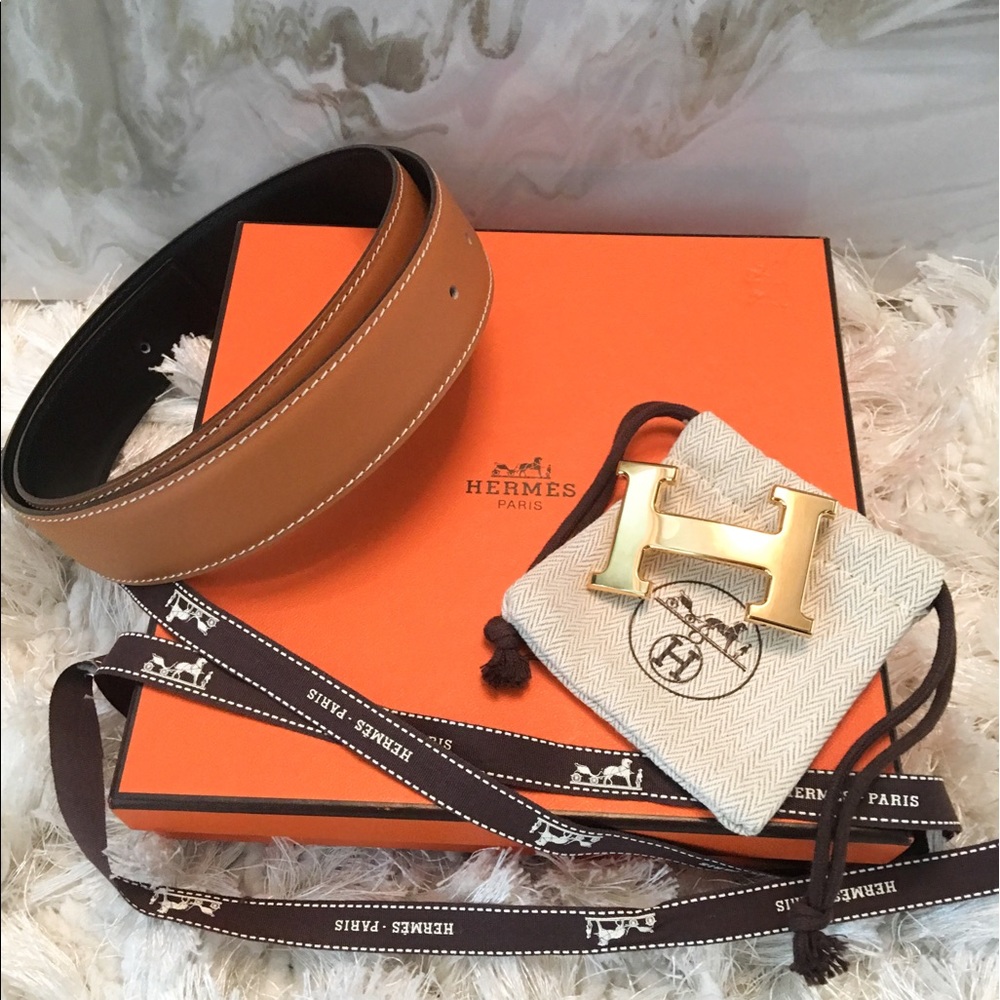 NWB Auth Hermes Constance Gold H Belt Kit 75 - Picture 1 of 8