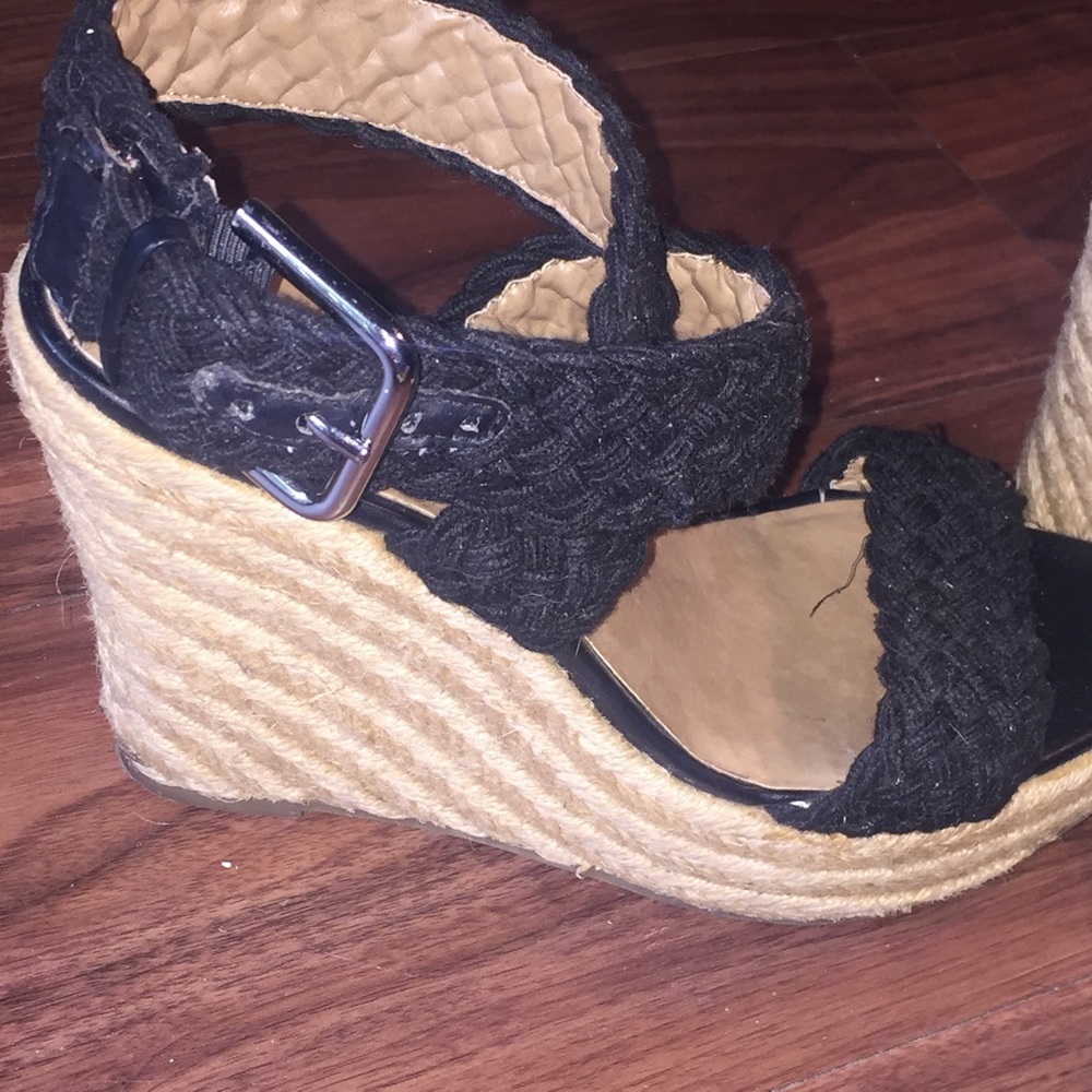 Black Jessica Simpson Wedges. Sz 6 1/2. Wrap ankle