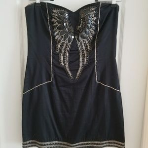 Black sequin wing detail mini dress