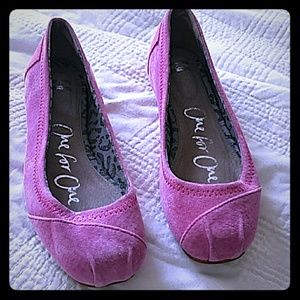 TOMS Pink Suede Ballet Flats