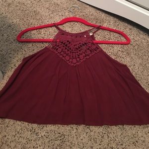 Maroon high neck crop top