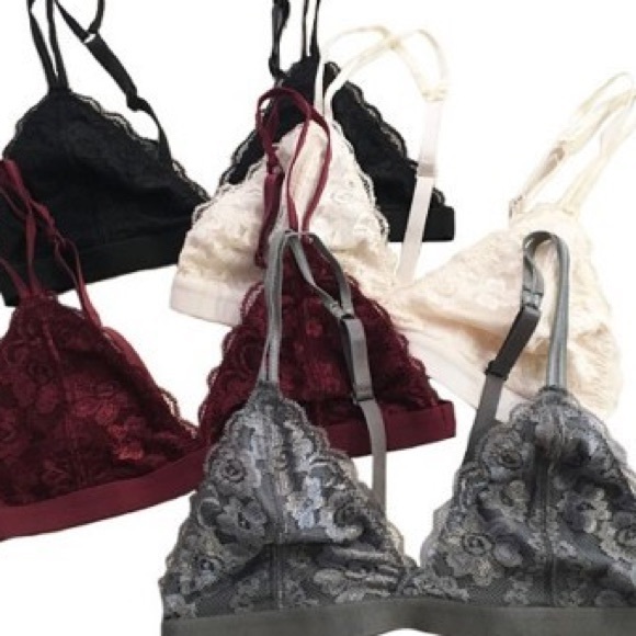 ๐CLEARANCE๐Maroon Floral Lace Triangle Bralette - Picture 2 of 4