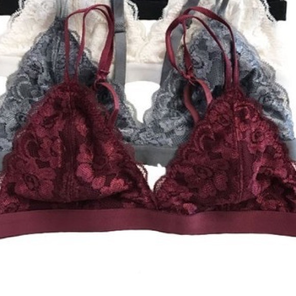 ๐CLEARANCE๐Maroon Floral Lace Triangle Bralette - Picture 3 of 4