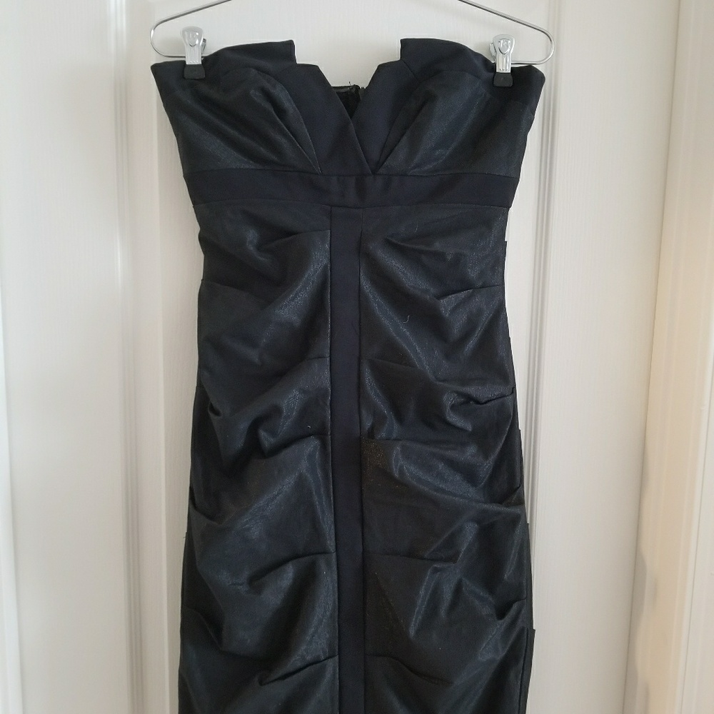 Black ruching strapless dress