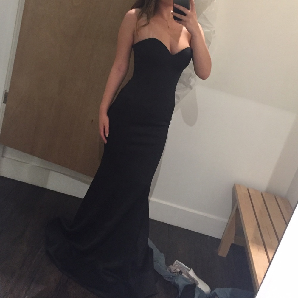 Black Strapless Fitted Dress