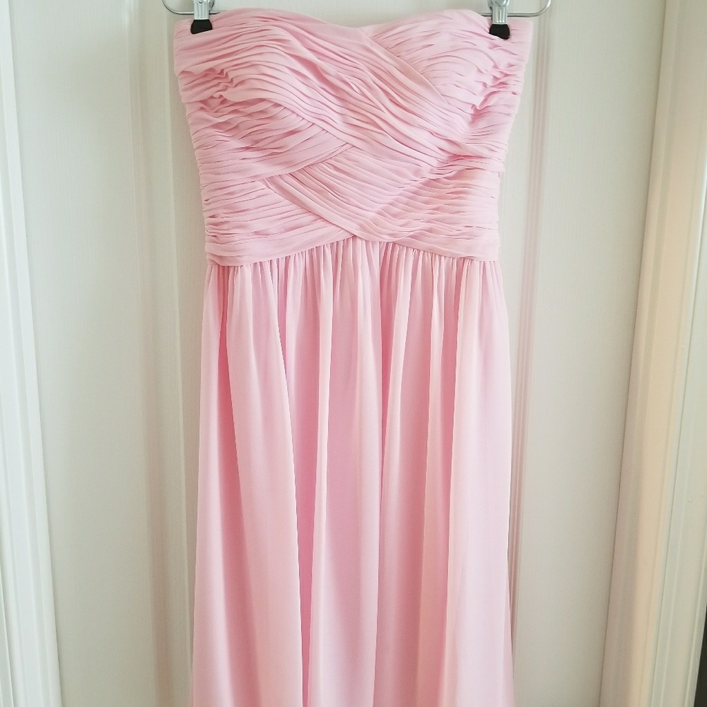 Pink chiffon strapless dress