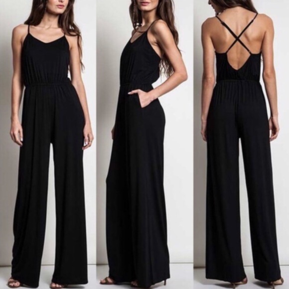 Black Wide Leg Jumpsuit — Last One! - Picture 2 of 8