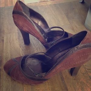 Cole Haan brown suede Mary Jane heels