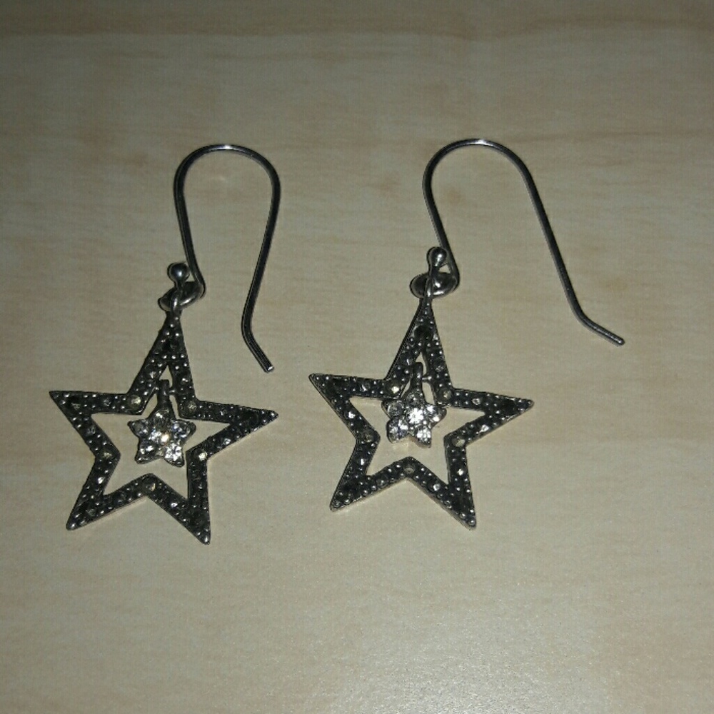 Sterling silver cz stars marcasite 925 longer EUC