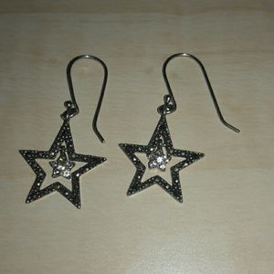 Sterling silver cz stars marcasite 925 longer EUC