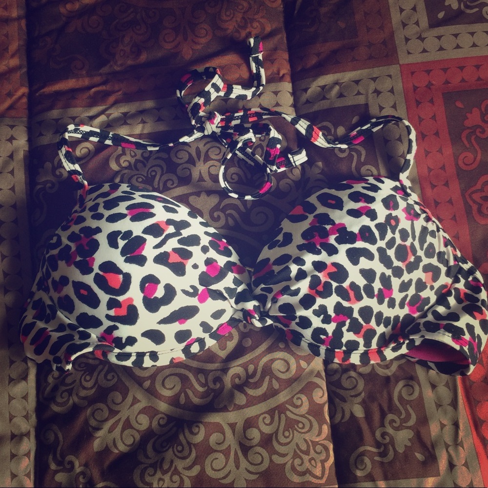 Multi color leopard print bikini top