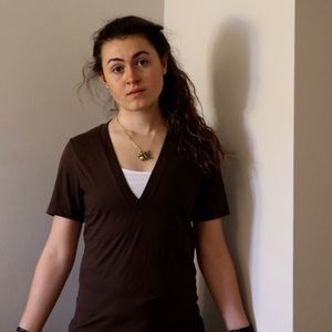 American Apparel Brown V-neck